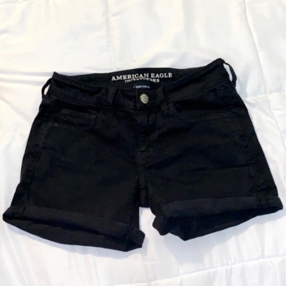 black jean shorts